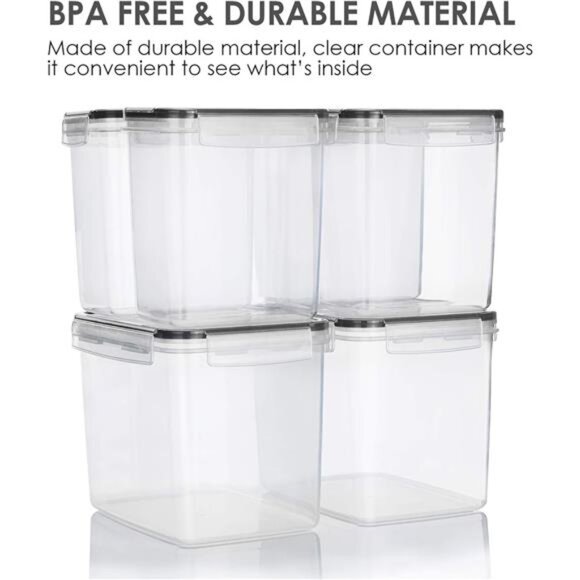 Airtight Food Storage Containers 6 Pieces - Plastic BPA Free Kitchen Pantry - Picture 7 of 8